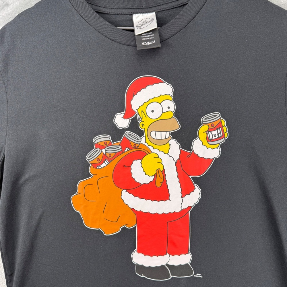 The Simpsons Homer Santa Claus Duff Beer Christmas T-Shirt Black Unisex Medium - Picture 8 of 14